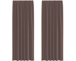 vidaXL - Gordijnen - voile - met - roedezakken - 2 - st - bruin