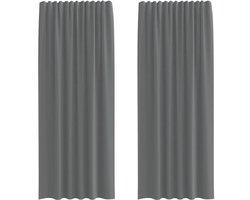 vidaXL - Gordijnen - voile - met - roedezakken - 2 - st - donkergrijs