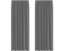 vidaXL - Gordijnen - voile - met - roedezakken - 2 - st - donkergrijs