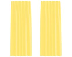 vidaXL - Gordijnen - voile - met - roedezakken - 2 - st - geel
