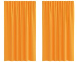 vidaXL - Gordijnen - voile - met - roedezakken - 2 - st - oranje