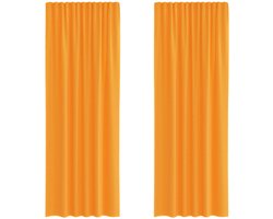 vidaXL - Gordijnen - voile - met - roedezakken - 2 - st - oranje