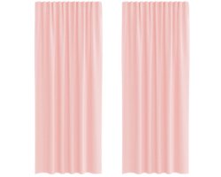 vidaXL - Gordijnen - voile - met - roedezakken - 2 - st - roze