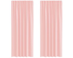 vidaXL - Gordijnen - voile - met - roedezakken - 2 - st - roze