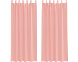 vidaXL - Gordijnen - voile - met - roedezakken - 2 - st - roze