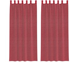 vidaXL - Gordijnen - voile - met - roedezakken - 2 - st - wijnrood