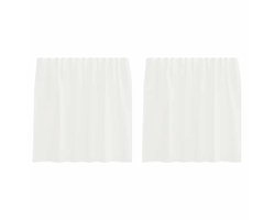 vidaXL - Gordijnen - voile - met - roedezakken - 2 - st - wit
