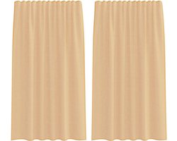 vidaXL - Gordijnen - voile - met - roedezakken - 2 - st - zand