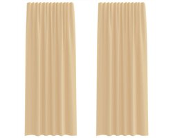 vidaXL - Gordijnen - voile - met - roedezakken - 2 - st - zand