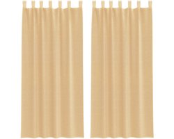 vidaXL - Gordijnen - voile - met - roedezakken - 2 - st - zand
