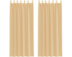vidaXL - Gordijnen - voile - met - roedezakken - 2 - st - zand