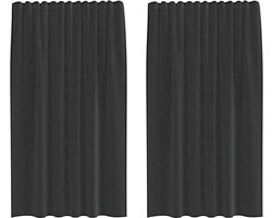 vidaXL - Gordijnen - voile - met - roedezakken - 2 - st - zwart