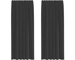 vidaXL - Gordijnen - voile - met - roedezakken - 2 - st - zwart