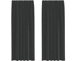 vidaXL - Gordijnen - voile - met - roedezakken - 2 - st - zwart