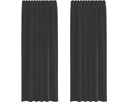 vidaXL - Gordijnen - voile - met - roedezakken - 2 - st - zwart