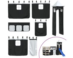 vidaXL - Gordijnen - voor - hoogslaper - met - toren - polyester - wit - en - zwart