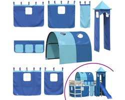 vidaXL - Gordijnen - voor - hoogslaper - met - tunnel - en - toren - blauw