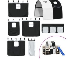 vidaXL - Gordijnen - voor - hoogslaper - met - tunnel - polyester - wit - en - zwart