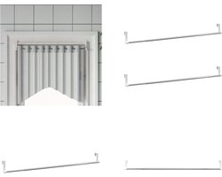 vidaXL Gordijnrails 2 st 60-105 cm aluminium wit en zilverkleurig - Gordijnrail - Gordijnrails - Gordijnroede - Douchegordijnrail