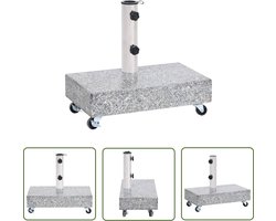 vidaXL Granieten Parasolvoet - Parasolvoet - Parasolvoet 45x25x8 cm graniet lichtgrijs - Parasolvoet Grijs - Tuinset - Terrassenset