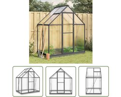 vidaXL Greenhouse - Tuinkas - Tuinkas met basisframe 169x114x202 cm aluminium antracietkleur - Aluminium Tuinkas - Polycarbonaat Tuinkas - Plantenkwekerij