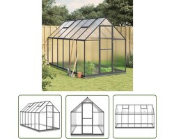 vidaXL Greenhouse - Tuinkas - Tuinkas met basisframe 334x169x202 cm aluminium antracietkleur - Aluminium Tuinkas - Polycarbonaat Tuinkas - Buitengarden