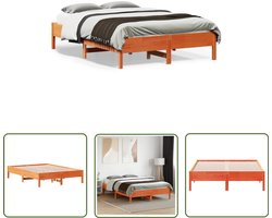 vidaXL Grenen Hout Bed - Massief Houten Bed Frame - Bedframe zonder matras massief grenenhout wasbruin 120x190 cm - Bruine Bed Frame - Tweepersoons Bed - Boxspring Bed