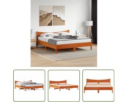 vidaXL Grenenhout Bed Frame - Massief Hout Bed - Bedframe zonder matras massief grenenhout wasbruin 180x200 cm - Bruine Bed - Tweepersoons Bed - Boxspring Bed