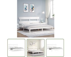 vidaXL Grenenhout Bed Frame - Massief Hout Bed Frame - Bedframe zonder matras massief grenenhout wit 200x200 cm - Tweepersoons Bed - Witte Bed Frame - Bed Met Hoofdbord