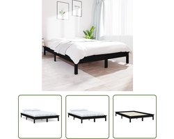 vidaXL Grenenhout Bed - Houten Bed - Bedframe massief grenenhout zwart 160x200 cm - Black Bed - King Size Bed - Boxspring Bed