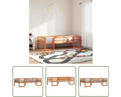vidaXL Grenenhout Bed - Kinderbed - Kinderbedframe massief grenenhout wasbruin 75x190 cm - Kids Bed - Bruine Kinderbed - Baby Bed