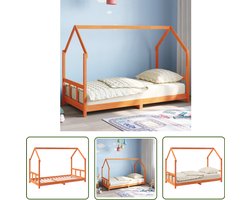 vidaXL Grenenhout Bed - Kinderbed - Kinderbedframe massief grenenhout wasbruin 90x190 cm - Kids Bed - Baby Kamer - Kinderkamer Decoratie
