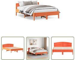 vidaXL Grenenhout Bed - Massief Hout Bed Frame - Bedframe zonder matras massief grenenhout wasbruin 120x200 cm - Bruine Bed - Tweepersoons Bed - Boxspring Bed