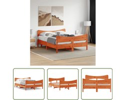 vidaXL Grenenhout Bed - Massief Hout Bed Frame - Bedframe zonder matras massief grenenhout wasbruin 140x200 cm - Bruine Bed - Tweepersoons Bed - Boxspring Bed