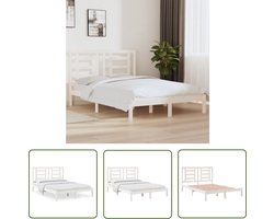 vidaXL Grenenhout Bedframe - Houten Bedframe - Bedframe zonder matras massief grenenhout wit 140x200 cm - Wit Bedframe - Modern Bedframe - King Size Bedframe