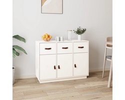 vidaXL Grenenhout - Dressoir - Dressoir 100x40x75 cm massief grenenhout wit - Wit - Vintage - Landelijk