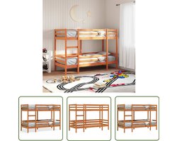 vidaXL Grenenhout - Stapelbed - Stapelbed massief grenenhout wasbruin 75x190 cm - Bruine Kleur - Tweepersoonsbed - Kinderkamer