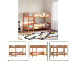 vidaXL Grenenhout - Stapelbed - Stapelbed massief grenenhout wasbruin 90x190 cm - Bruine Bed - Tweepersoonsbed - Kinderkamer