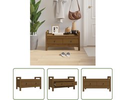 vidaXL Grenenhouten Bank - Halbank - Halbankje 80x40x43 cm massief grenenhout honingbruin - Houten Bank - Opbergbank - Entreebank