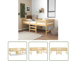 vidaXL Grenenhouten Bed Frame - Halfhoogslaper - Bedframe zonder matras massief grenenhout 90x200 cm - Kids Bed - Jongens Bed - Meisjes Bed