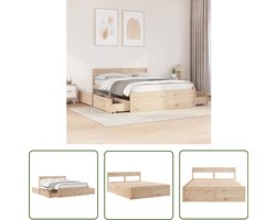 vidaXL Grenenhouten Bed - Massief Houten Bed - Bedframe zonder matras massief grenenhout 140x200 cm - Bed Met Lade - Tweepersoonsbed - Boxspring Bed