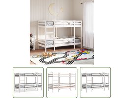 vidaXL Grenenhouten Bed - Stapelbed - Stapelbed massief grenenhout wit 80x200 cm - Kinderbed - Tweepersoonsbed - Slaapkamervloerisolatie