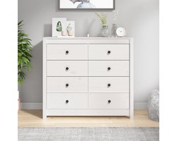 vidaXL Grenenhouten Dressoir - Dressoir - Dressoir 100x40x90 cm massief grenenhout wit - Witte Dressoir - Salontafel - Tv Tafel