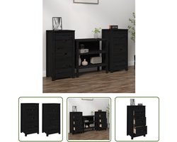 vidaXL Grenenhouten Dressoirs - Dressoirs - Dressoirs 2 st 40x35x80 cm massief grenenhout zwart - Zwarte Dressoirs - Salontafel - Tv Tafel