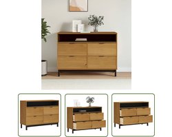 vidaXL Grenenhouten Kast - Ladekast - Ladekast FLAM 110x40x80 cm massief grenenhout - Vintage Kast - Opbergkast - Salontafel