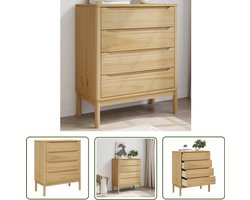 vidaXL Grenenhouten Kast - Ladekast - Ladekast FLORO massief grenenhout wasbruin - Vintage Kast - Bruine Kast - Woonaccessoires
