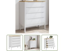 vidaXL Grenenhouten Kast - Ladekast - Ladekast FLORO massief grenenhout wit - Witte Ladekast - Vintage Kast - Scandinavische Kast