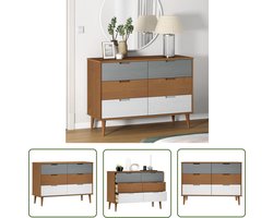 vidaXL Grenenhouten Kast - Ladekast - Ladekast MOLDE 113x40x80 cm massief grenenhout bruin - Vintage Kast - Scandinavisch Design - Opbergkast