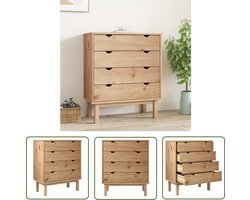 vidaXL Grenenhouten Kast - Ladekast - Ladekast OTTA 76,5x39,5x90 cm massief grenenhout - Vintage Kast - Scandinavisch Design - Opbergkast