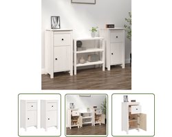 vidaXL Grenenhouten Meubel - Dressoirs - Dressoirs 2 st 40x35x80 cm massief grenenhout wit - Wit Dressoir - Vintage Dressoir - Salontafel